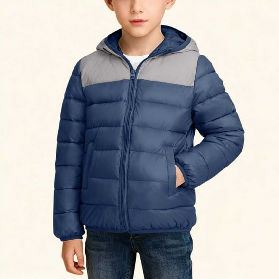 Cethrio Boys Puffer Jackets, Zip up Lightweight Windproof Warm Winter Coats Navy Size 10-12
