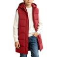 thumbnail image 1 of Cethrio Boys Puffer Vest, Lightweight Casual Sleeveless Mid-Length Fall Winter Outerwear Size 4-5 Years Red, 1 of 4