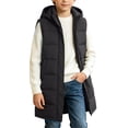 thumbnail image 1 of Cethrio Boys Puffer Vest Size 10-12, Lightweight Casual Mid-Length Sleeveless Fall Winter Outerwear Black, 1 of 4
