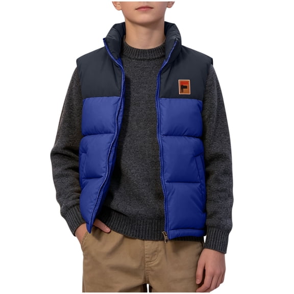 Cethrio Boys Puffer Vests Size 10-12, Zip up Sleeveless Warm Stand Collar Winter Outerwear Vests Blue