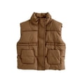 thumbnail image 1 of Cethrio Boys Puffer Vests Size 8, Sleeveless Stand Collar Lightweight Full Zip Winter Outerwear Vests Coffee, 1 of 4