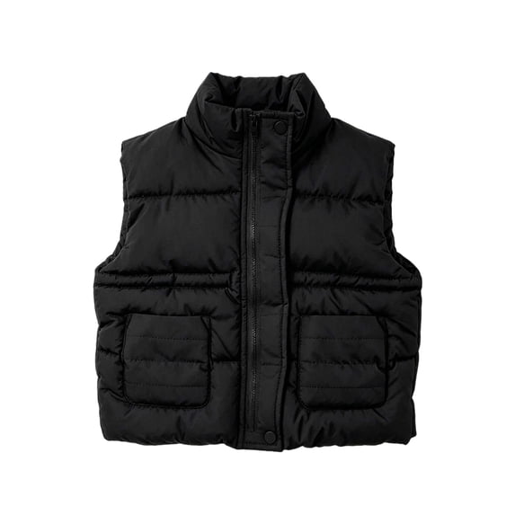Cethrio Boys Puffer Vests, Sleeveless Full Zip Stand Collar Lightweight Winter Outerwear Vests Black Size 9-10 T