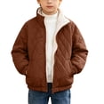 thumbnail image 1 of Cethrio Boys Quilted Jacket, Full Zip Warm Fleece Lined Lightweight Winter Outerwear with Pockets Size 10-11 Years Brown, 1 of 7