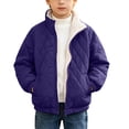 thumbnail image 1 of Cethrio Boys Quilted Jacket, Full Zip Warm Fleece Lined Lightweight Winter Outerwear with Pockets Size 6-7 Years Purple, 1 of 8