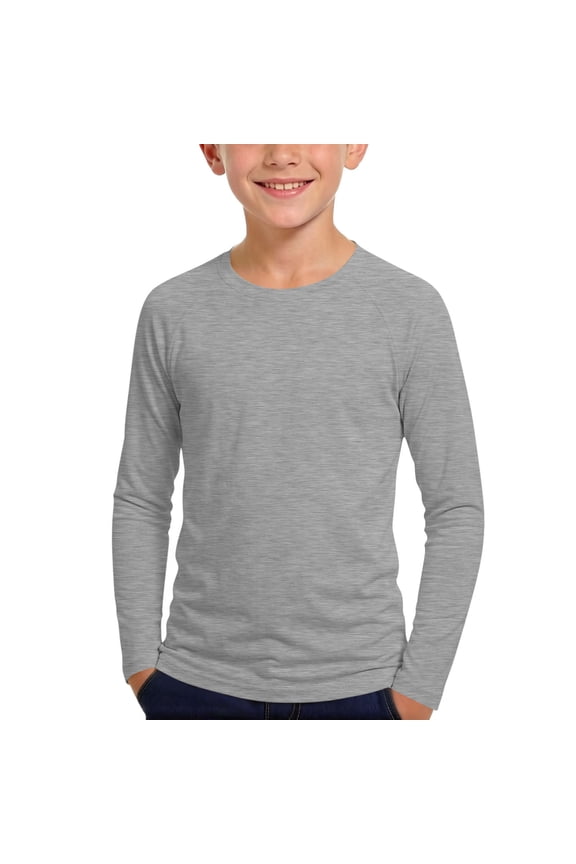 Boys Rash Guard Shirts, Long Sleeve UPF 50+ Quick Dry Summer Sun Protection Shirts Gray Size 14