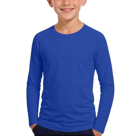 Cethrio Boys Rash Guard Shirts, Long Sleeve UPF 50+ Summer Quick Dry Sun Protection Shirts Blue Size 10
