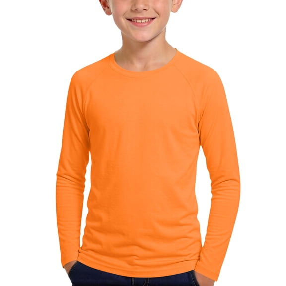 Cethrio Boys Rash Guard Shirts, UPF 50+ Summer Long Sleeve Quick Dry Sun Protection Shirts Orange Size 10