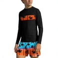 thumbnail image 1 of Cethrio Boys' Rash Guard Swimsuits, Surfing Beach 2 Piece Long Sleeve Kids Bathing Suit Orange Size 10, 1 of 6