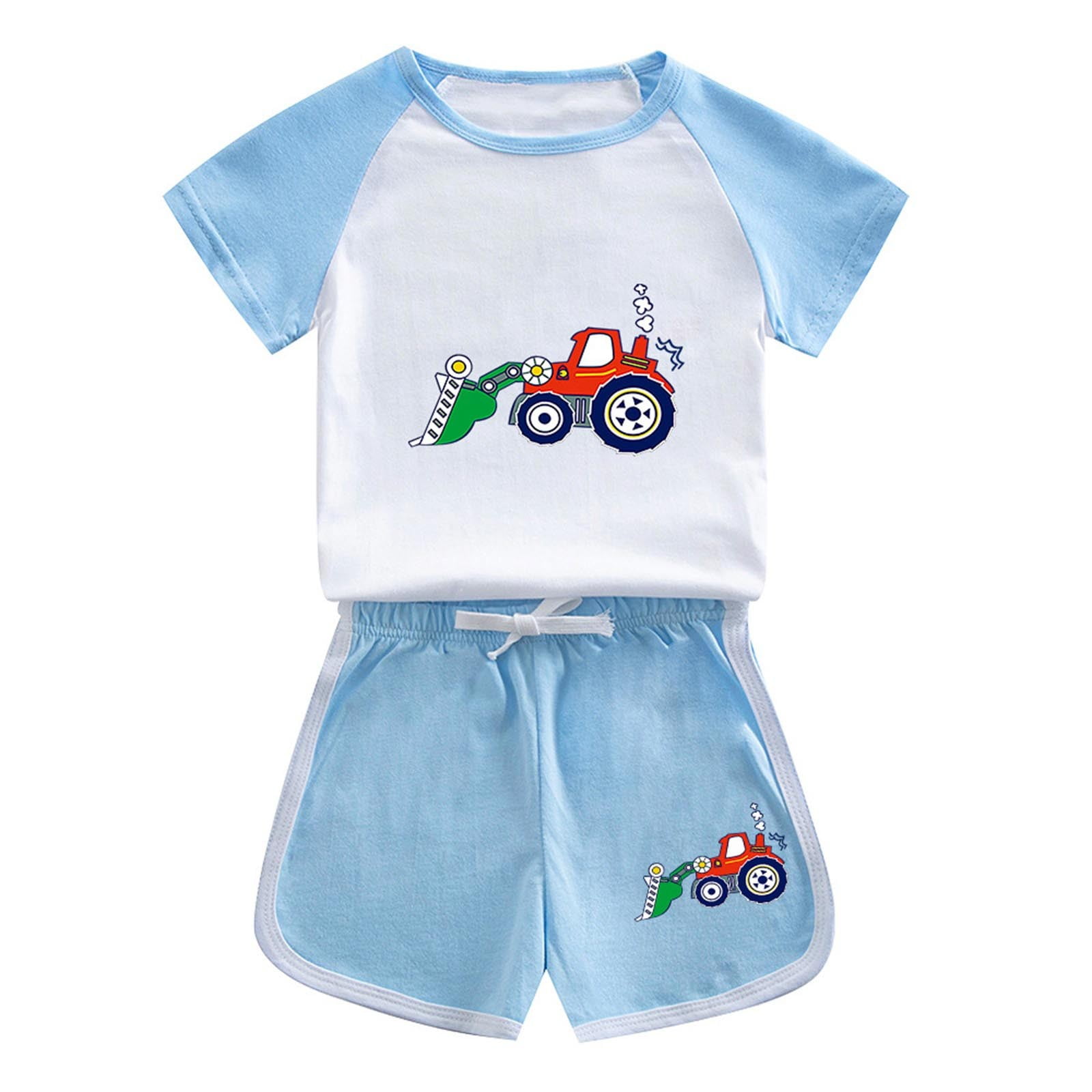 Boys Blue Abstract Printed Short Sleeves T-Shirt With Shorts Set