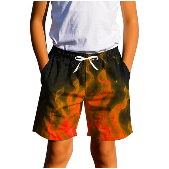 Cethrio Boys Shorts with Pockets, Drawstring 2025 Casual Running Summer Shorts Orange Size 7-8 T