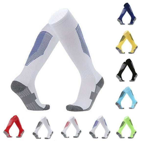 Cethrio Boys Soccer Socks, Breathable Knee High Stretch Cotton Sports Socks White Size 6-13T