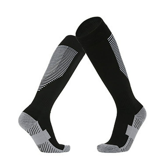Cethrio Boys Soccer Socks, Cotton Breathable Knee High Stretch Sports Socks Black Size 6-13T