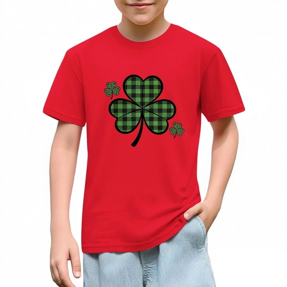 Cethrio Boys St Patrick's Day T-shirts, Casual Party Graphic Short Sleeve Summer Tops Red Size 6