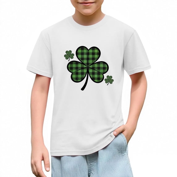 Cethrio Boys St Patrick's Day T-shirts, Casual Short Sleeve Party Graphic Summer Tops White Size 10