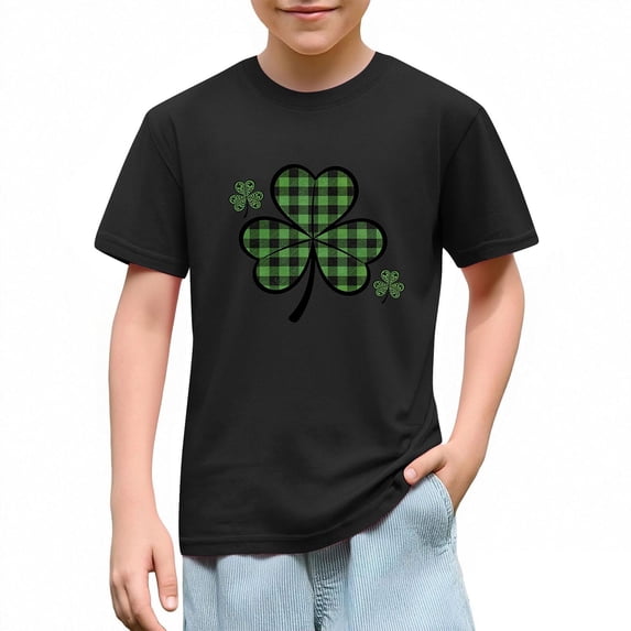 Cethrio Boys St Patrick's Day T-shirts, Graphic Casual Short Sleeve Party Summer Tops Black Size 10