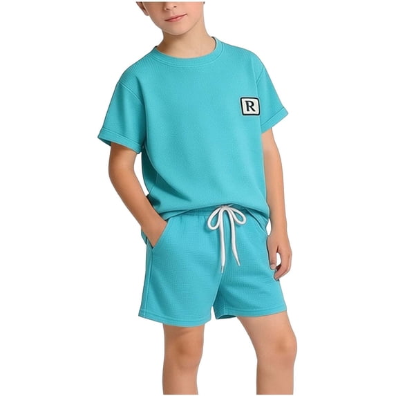 Cethrio Boys Summer Outfit Sets, 2 Piece Casual Athletic Short Sleeve Boys Clothing sets Green Size 3-4 T