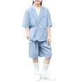 thumbnail image 1 of Cethrio Boys Summer Outfit Sets, Two Piece Casual Short Sleeve Formal Boys' Clothing Sets Sky Blue Size 2-3 T, 1 of 6