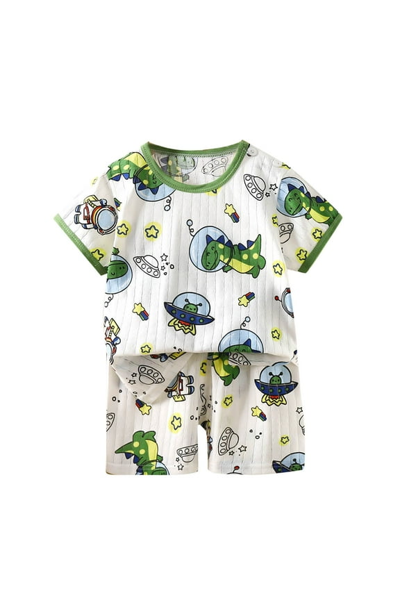 Boys Summer Pajama Sets, Cotton 2 Piece Comfy Soft Boys' Sleepwear Green Size 6Months-9T