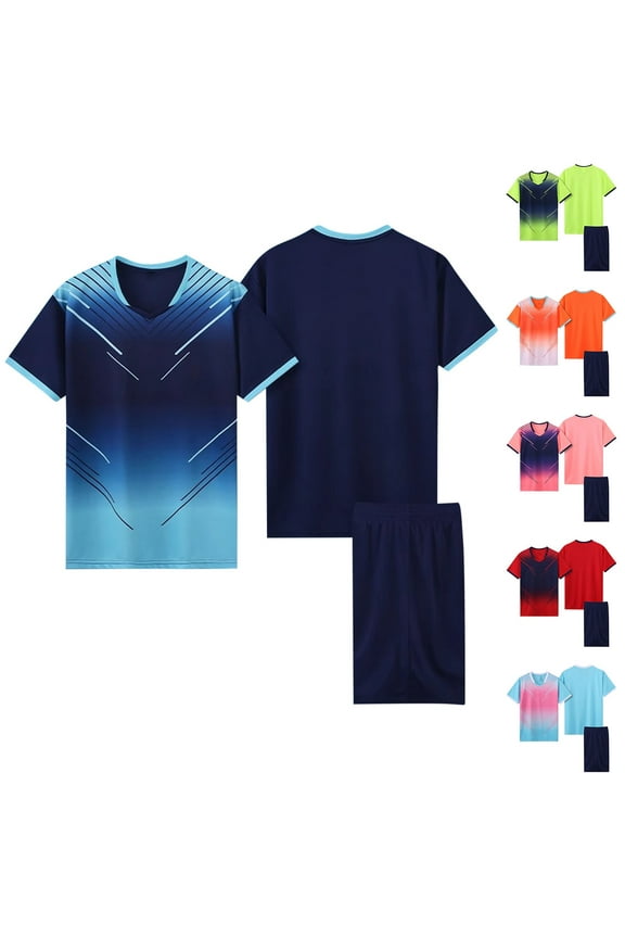 Boys' Summer Short Sets, Breathable Running 2 Piece Athletic Outfit Sets Activewear Dark Blue Size 10-12 T