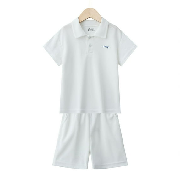 Cethrio Boys' Summer Short Sets, Short Sleeve Running Athletic Outfit Sets White Size 15-16 T