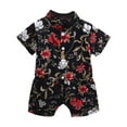 thumbnail image 1 of Wavsuf Boys Summer Short-Sleeved Shirt Shorts Set Beach Two-Piece Set 1-5 Years Black Size 5Y, 1 of 3
