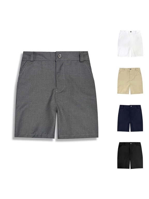 Boys Summer Shorts, Casual Buttons Relaxed School Uniform Shorts Gray Size 10-12 T