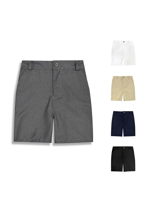 Boys Summer Shorts, Casual Buttons Relaxed School Uniform Shorts Gray Size 10-12 T