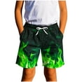 thumbnail image 1 of Cethrio Boys Summer Shorts, Casual Drawstring Holiday Printed Running Shorts Green Size 11-12 T, 1 of 6