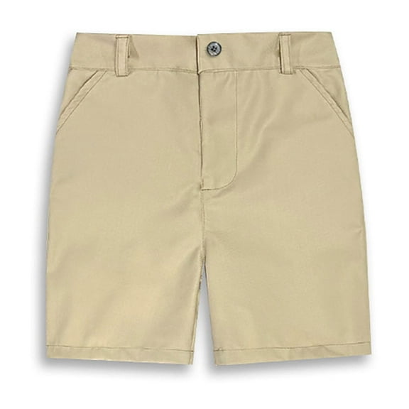 Cethrio Boys Summer Shorts, Relaxed Buttons Casual School Uniform Shorts Khaki Size 11-12 T