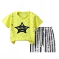 thumbnail image 1 of Wavsuf Boys Summer Shorts Set Summer Short-sleeved Boys Cotton T-shirt Summer Shorts Two-piece Set 6 Months - 7 Years Yellow Size 3Y, 1 of 2
