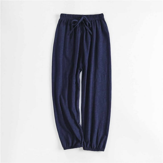 Cethrio Boys Summer Sweatpants, Athletic Cotton Thin Elastic Waist Jogger Pants Navy Size 10-12 T