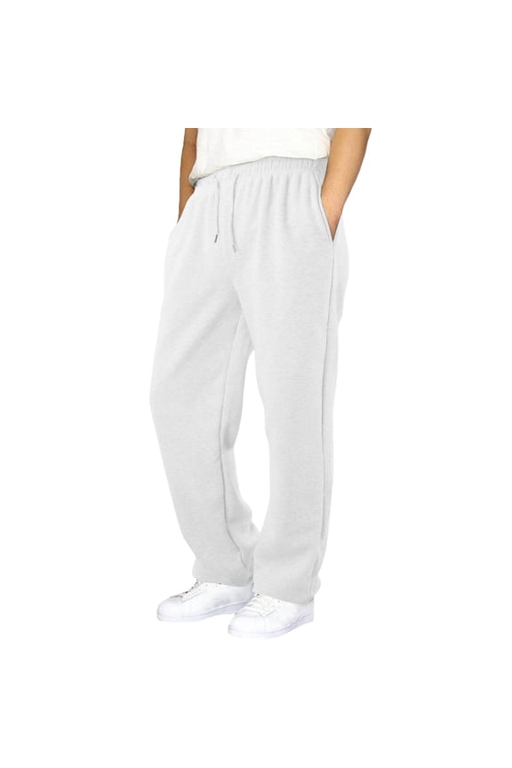 Boys Sweatpants, Drawstring Casual Open Bottom Relaxed Fit Athletic Pants White Size 14-16