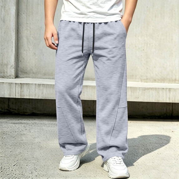 Cethrio Boys Sweatpants, Running Elastic Bottom Casual Elastic Waist Athletic Pants with Pockets Gray Size 10-11T