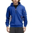 thumbnail image 1 of Cethrio Boys Sweatshirts, Casual Half Zip Drawstring Pullover Hoodies for Boys Blue Size 14-16, 1 of 5