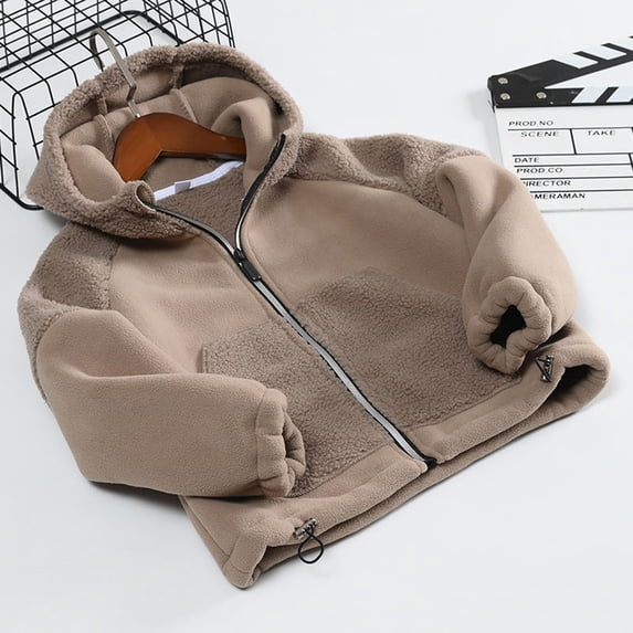 Cethrio Boys Sweatshirts, Solid Color Long Sleeve Fleece Tops with Hoodies Khaki Size 10-11 T