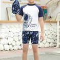 thumbnail image 1 of Cethrio Boys Swimsuit Sets, Quick Dry 3 Piece Trunks & Shirts & Hats Set White Size 11-13 T, 1 of 7