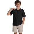 thumbnail image 1 of Cethrio Boys T Shirts, Buttons Casual Crew Neck Summer Short Sleeve Shirts Black Size 9-10 T, 1 of 8