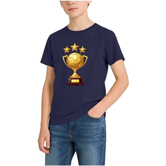 Cethrio Boys T Shirts, Running Short Sleeve Casual Summer Kids Graphic Tees Navy Size 10-12