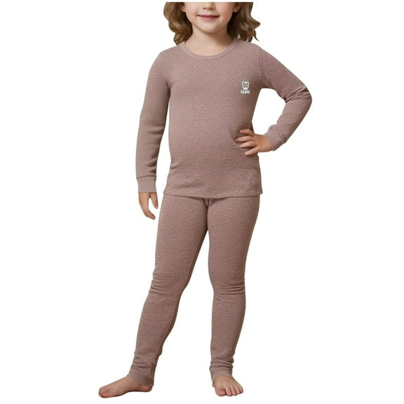 Cethrio Boys Thermal Pajama Sets, Cotton Slim Fit Long Sleeve Stretch Boys' Sleepwear Coffee Size 10-12T