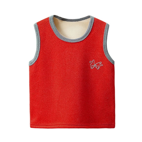 Cethrio Boys Thermal Tank Tops , Crewneck Cotton Soft Sleeveless Fall Winter Tops Red Size 8