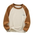 thumbnail image 1 of Cethrio Boys Thermal Tops, Cotton Long Sleeve Crewneck Soft Boys Blouses Undershirts Brown Size 10-12, 1 of 4