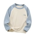 thumbnail image 1 of Cethrio Boys Thermal Tops, Soft Crewneck Cotton Long Sleeve Boys Blouses Undershirts Blue Size 10-12, 1 of 4
