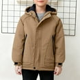 thumbnail image 1 of Cethrio Boys Winter Coats, Long Sleeve Zip up Windproof Warm Winter Jackets Khaki Size 3-4 T, 1 of 8