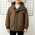 thumbnail image 1 of Cethrio Boys Winter Coats Size 10-12, Warm Windproof Full Zip Thickened Winter Jackets with Hood Coffee Size 10-12, 1 of 7