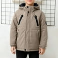 thumbnail image 1 of Cethrio Boys Winter Coats, Windproof Warm Thickened Zip up Winter Jackets with Hood Beige Size 8, 1 of 8