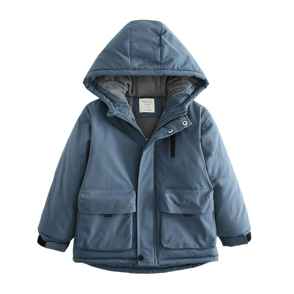 Cethrio Boys Winter Coats, Zip up Warm Long Sleeve Casual Boys Parkas Blue Size 10-12