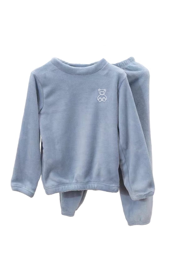 Boys Winter Pajama Sets Size 10-12, Flannel Thermal Long Sleeve 2 Piece Sleepwear for Boys Blue