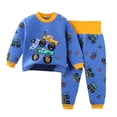 thumbnail image 1 of Cethrio Boys Winter Pajama Sets, Thermal Cotton Long Sleeve 2 PC Boys' Sleepwear Dark Blue Size 4-5T, 1 of 4