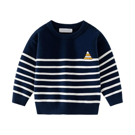Cethrio Boys Winter Sweaters, Knitting Cotton Thermal Collared Pullover Fall Winter Tops Navy Size 8