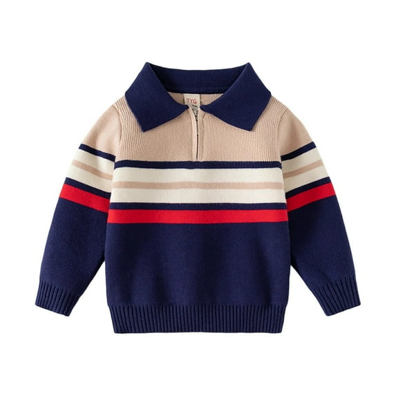 Cethrio Boys Winter Sweaters, Thermal Knitting Cotton Collared Pullover Fall Winter Tops Khaki Size 6